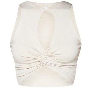 PrettyLittleThing Keyhole Cutout Twist Crop Top White Size 4